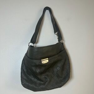 Rosetti Hobo Shoulder Bag Womens Large Olive Green Woven Faux Leather Triple Zip